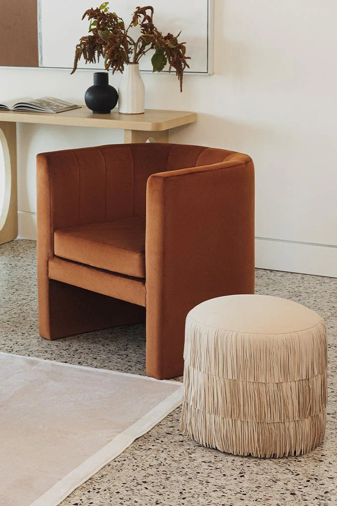 Isla Fringe Ottoman | Cura Home