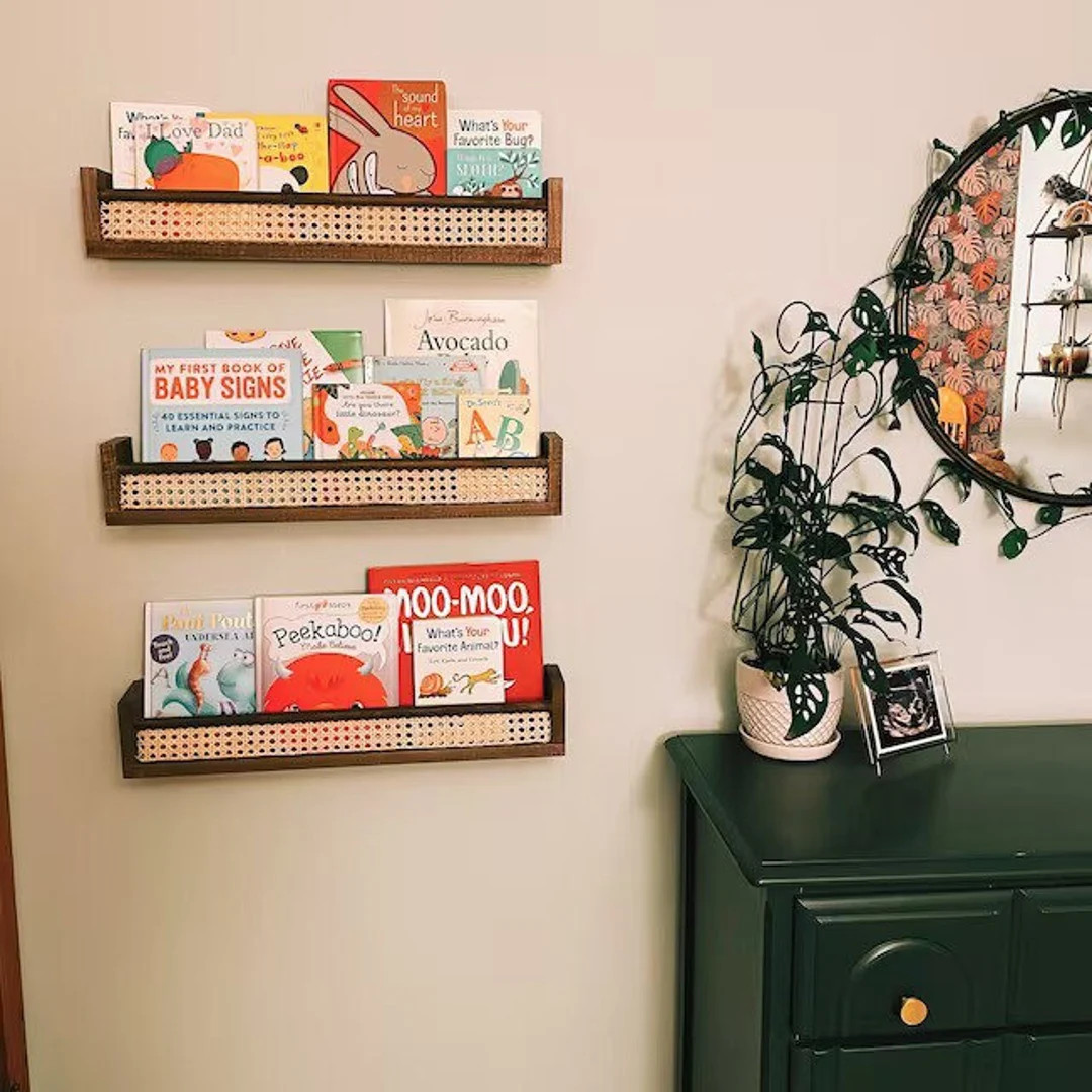 Boho Nursery Shelf Rattan Decor Boho Shelf Decor Rattan - Etsy | Etsy (US)