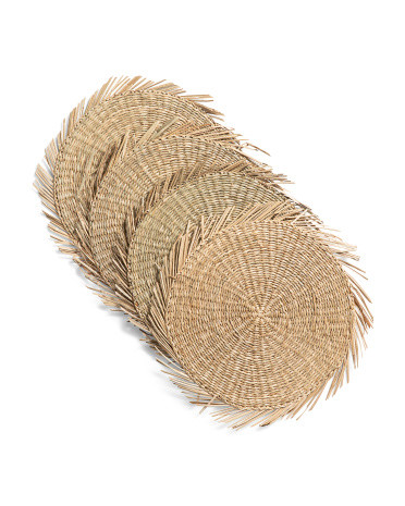 Set Of 4 Natural Seagrass Round Placemats | TJ Maxx