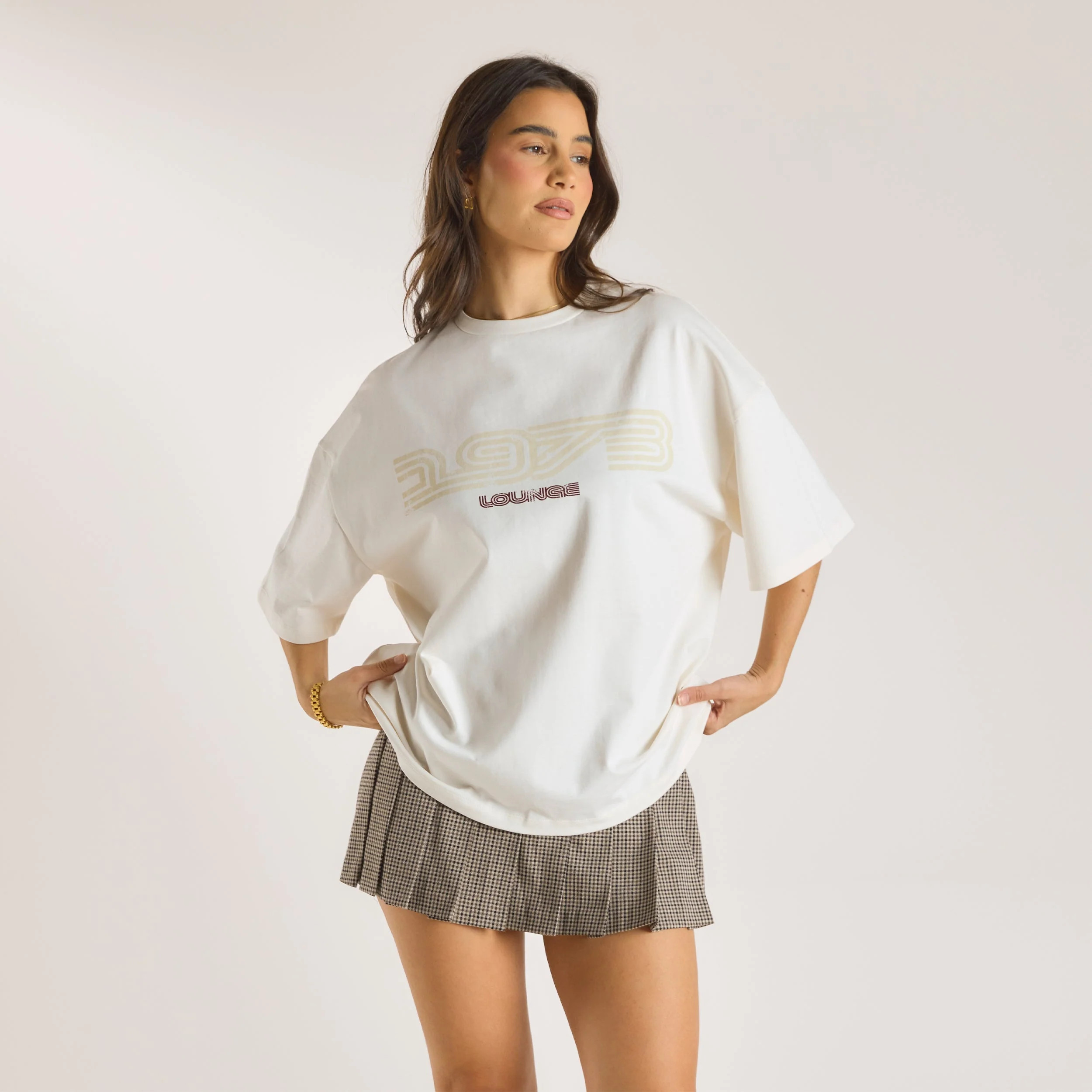 Oversized Graphic T-Shirt - Crème | Lounge NL