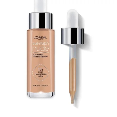 Loreal Paris True Match Nude Plumping Tinted Serum Foundation - 3-4 Light Medium | Walmart (US)