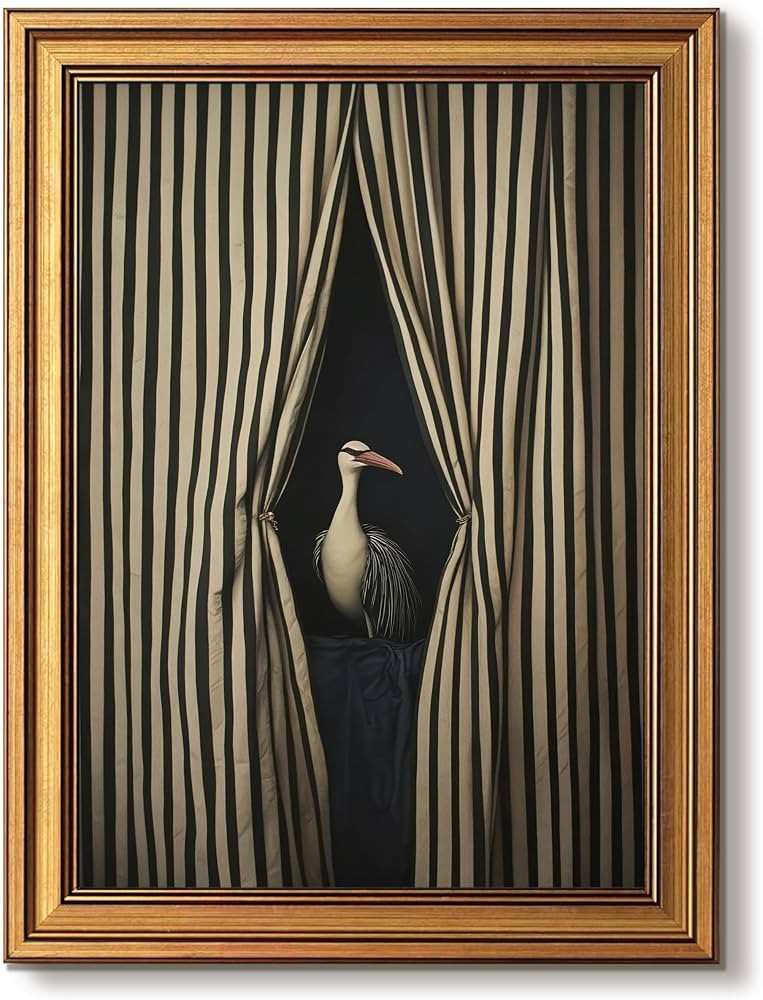 Gold Framed Wall Art, Moody Crane Pictures Wall Decor, Vintage Eclectic Bird Canvas Prints, Whims... | Amazon (US)