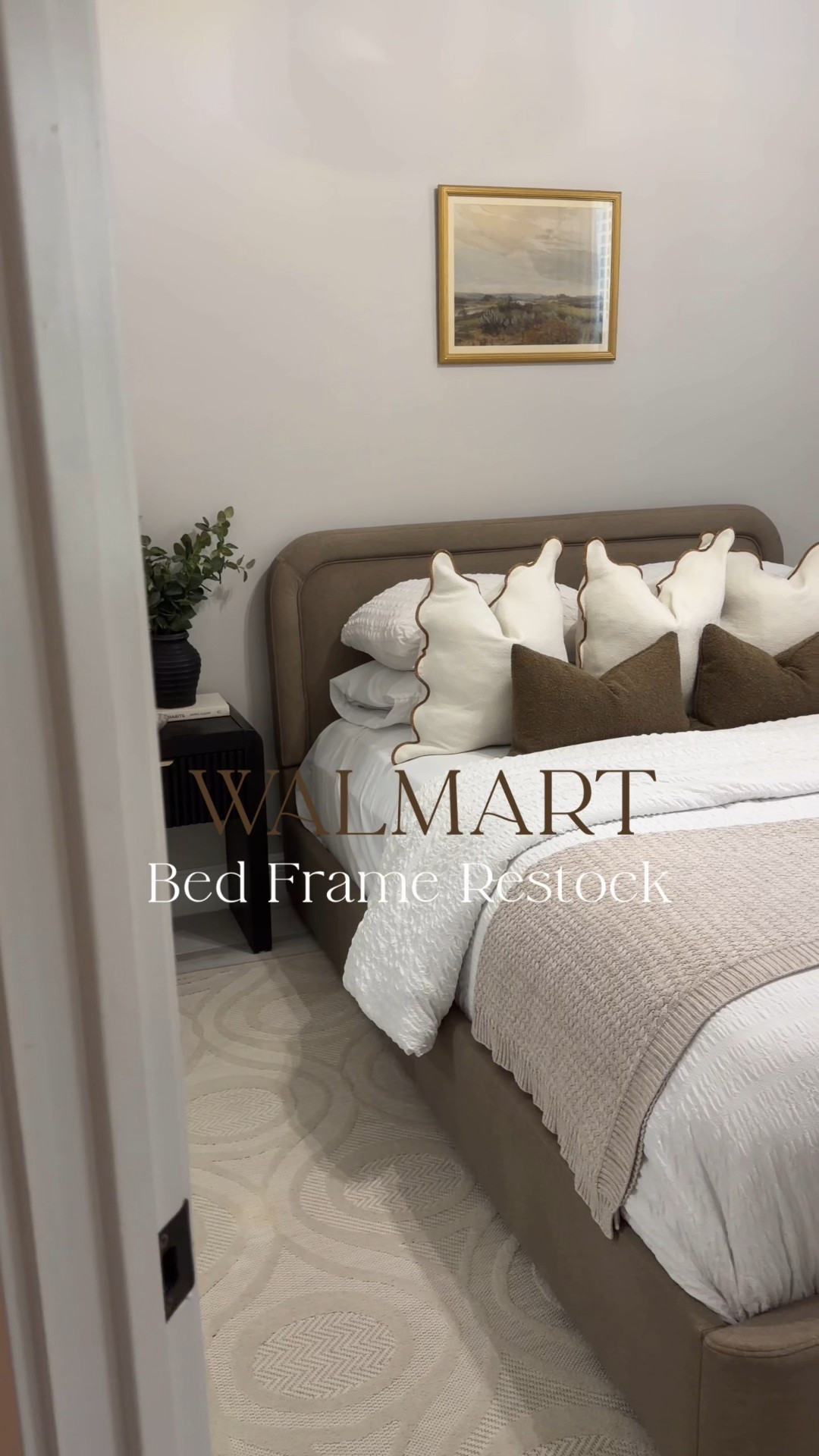 This Walmart bed frame is finally back in stock in the sand color!! One of my favorite purchases of all time! This bed frame is beautiful, cozy and affordable! And it's under $280 for the king! Comment BED to get this link sent directly to you! #organicmodern #bedroominspo #bedframe #cozybed #homedecorideas#LTKFindsUnder100 #LTKFindsUnder50

#LTKHome