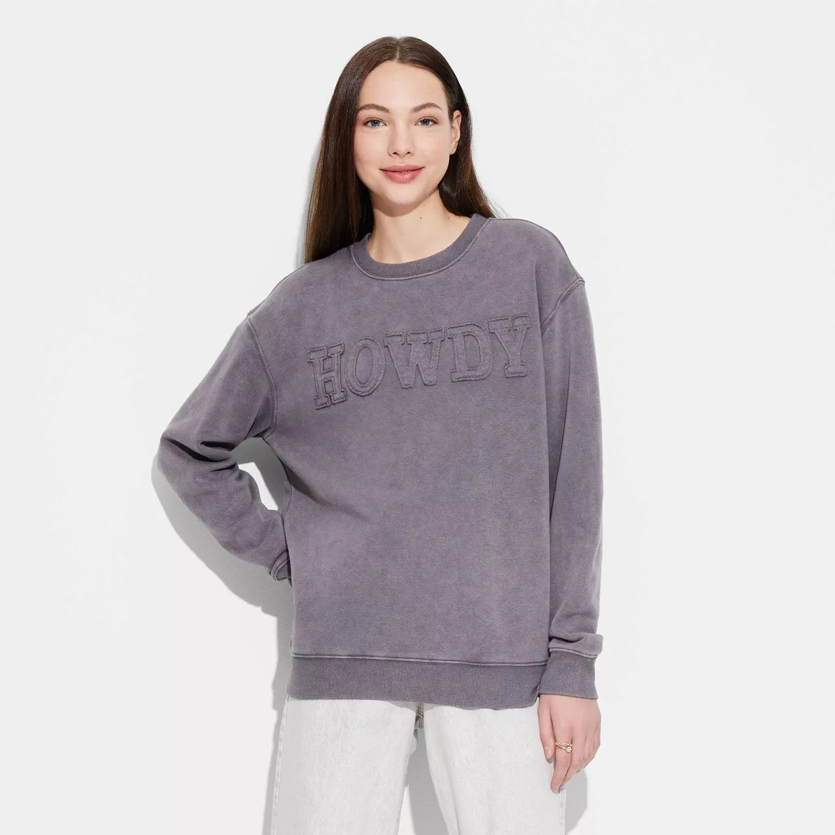 Women's Howdy Graphic Sweatshirt - Mineral Wash | Target