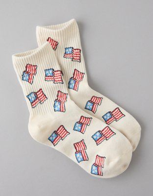 AE Flag '90s Crew Sock | American Eagle Outfitters (US & CA)