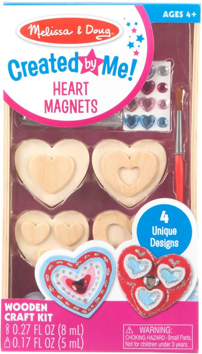 Melissa & Doug Created by Me! Wooden Heart Magnets Craft Kit (4 Designs, 4 Paints, Stickers, Glit... | Amazon (US)