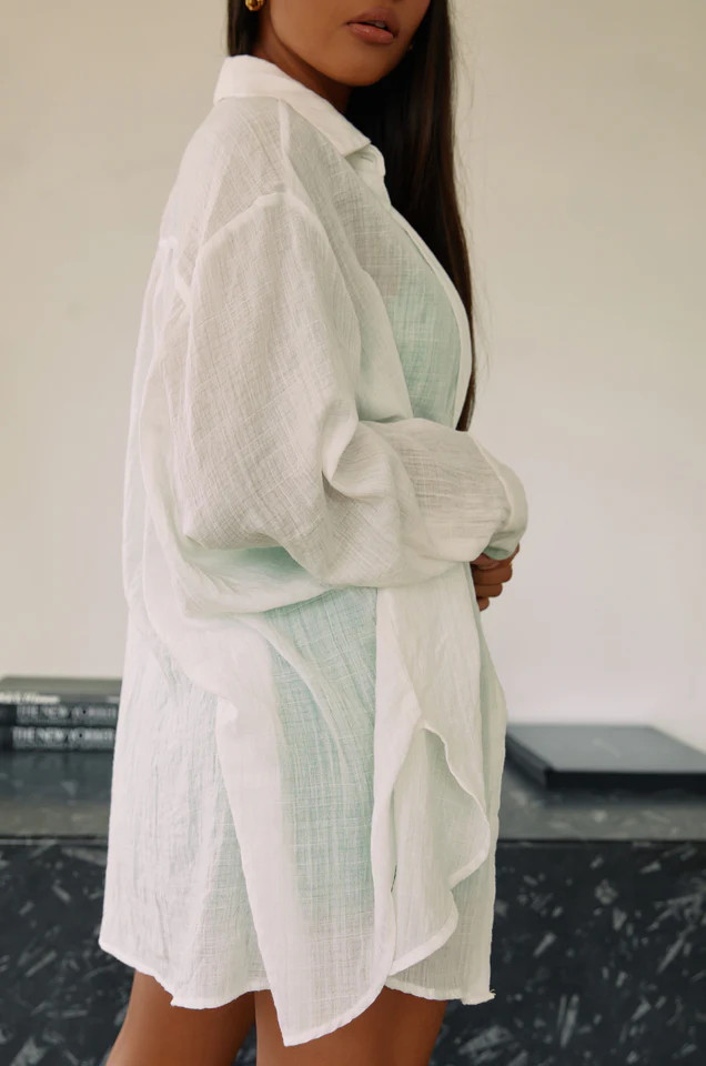 Buy Nataly - White | Long Sleeve Button Up Top | MISS LOLA