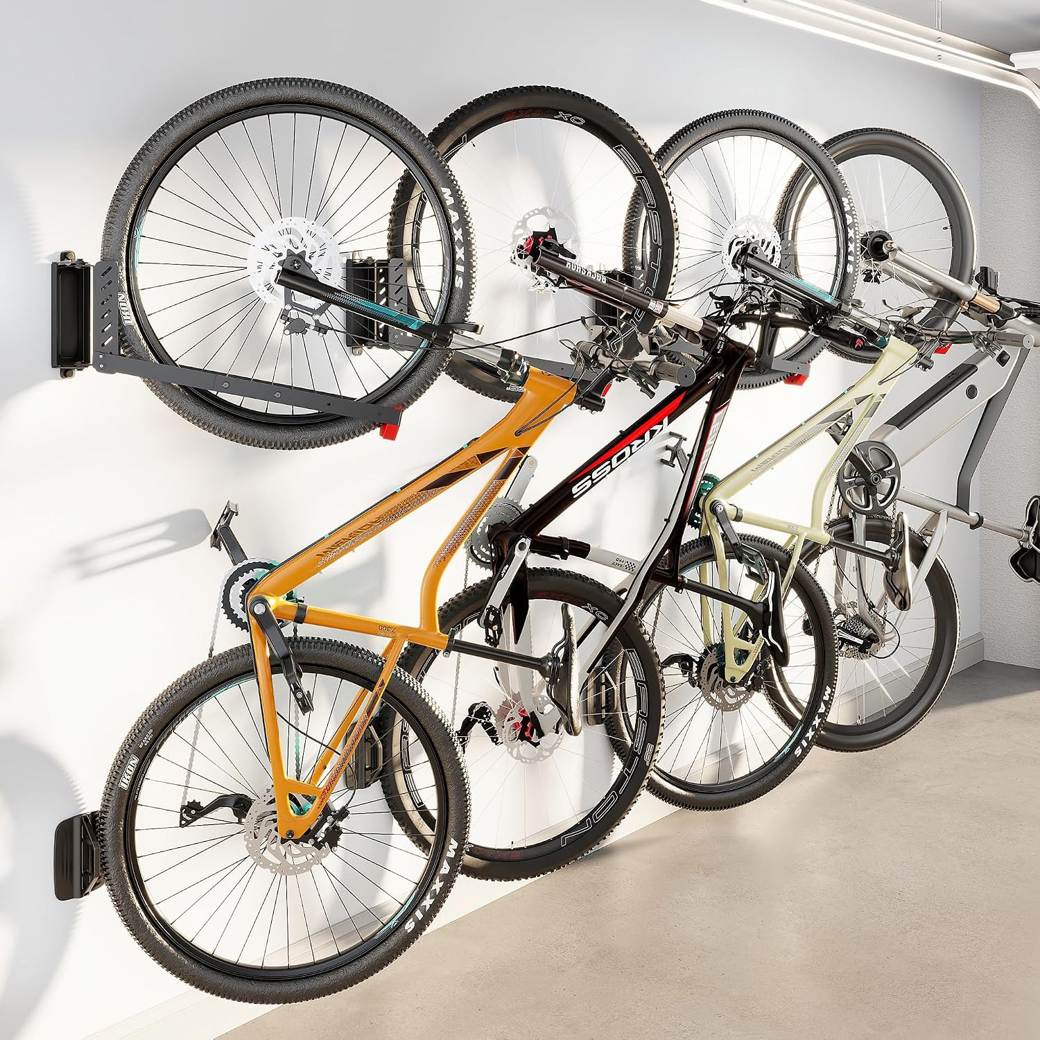 monTEK No-Lift Swivel Bike Wall Mount, Bike Hangers for Garage, 4 Pack | Amazon (US)
