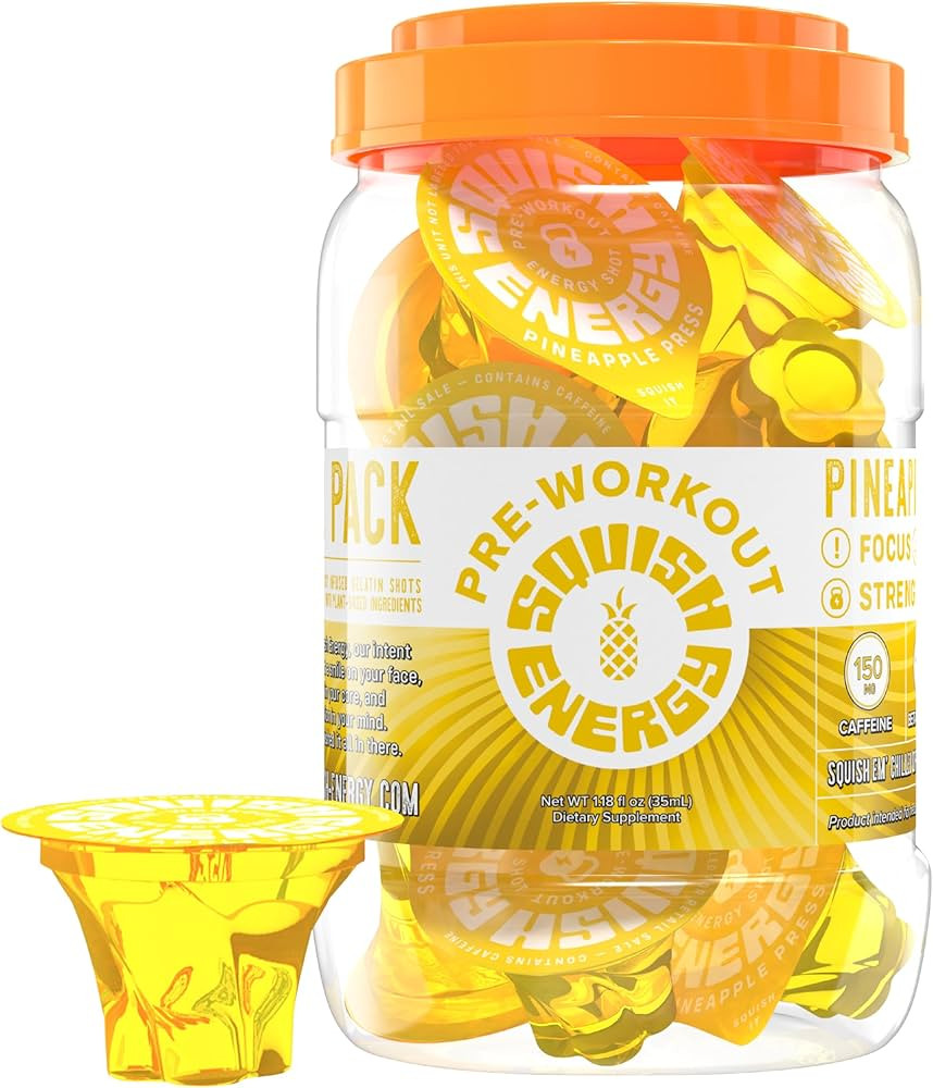 Squish Energy Pre-Workout Shots – Great-Tasting Pineapple Energy Jelly with Caffeine, Beta-Alan... | Amazon (US)