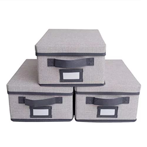 Foldable Storage Boxes with Lids | Shoebox Size Organizer Bins for Shelf Home Closet Office Photo... | Walmart (US)