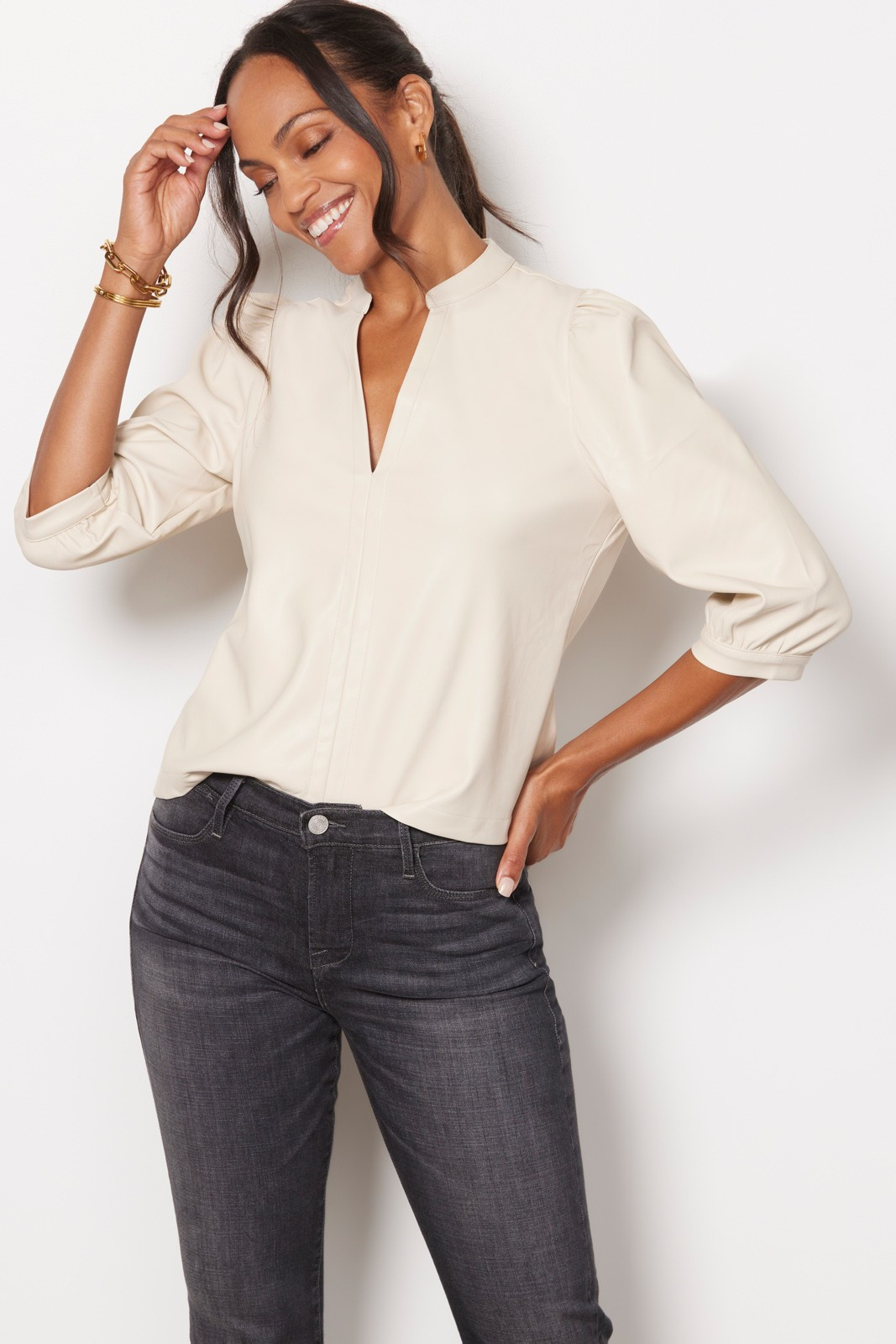 EVEREVE Ryann Faux Leather Top | EVEREVE | Evereve