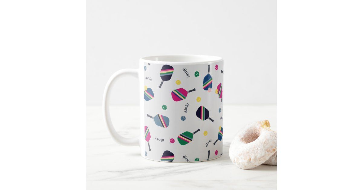 Pickleball Mug with Striped Paddles and Dink! | Zazzle | Zazzle