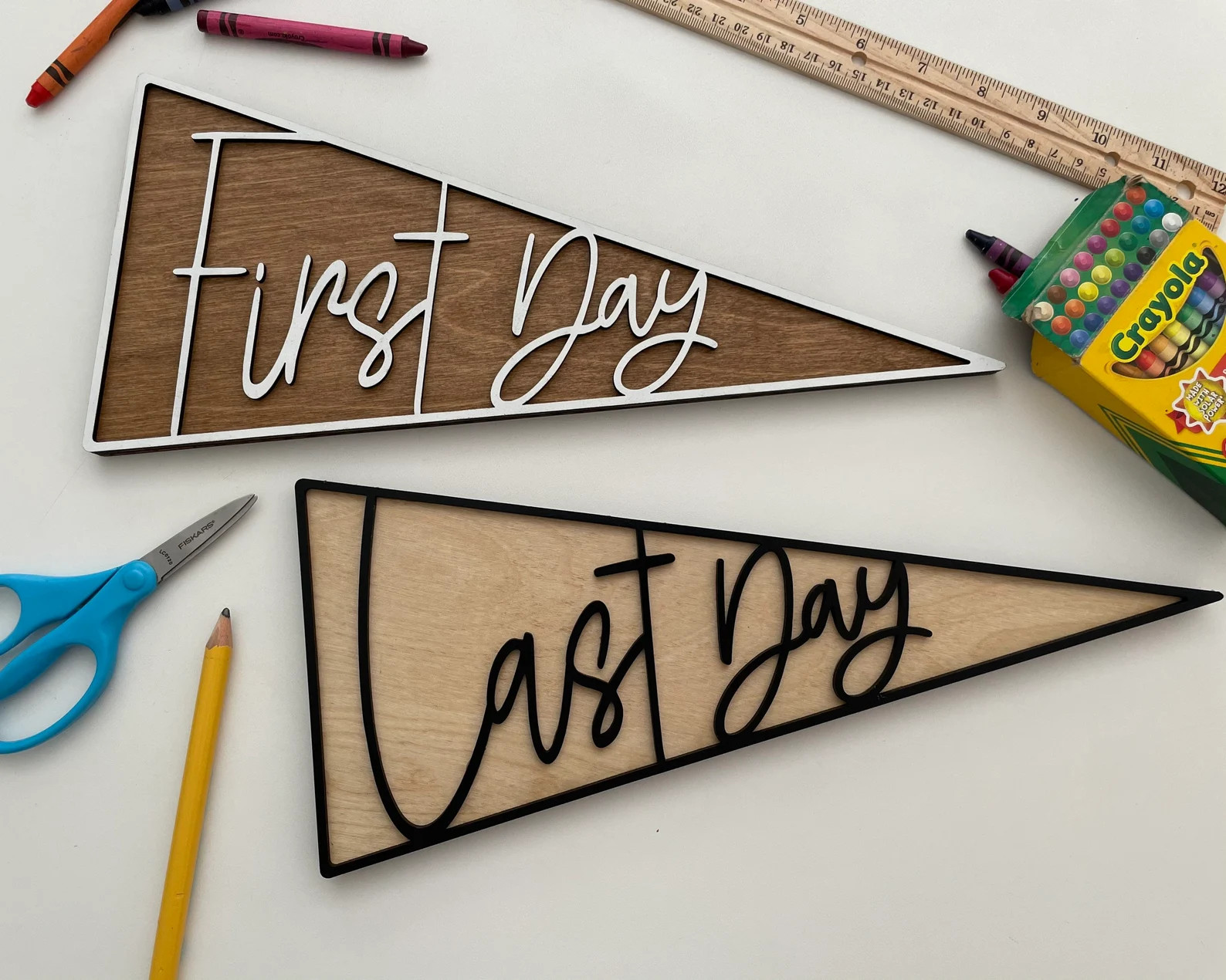 Reversible First/last Day Sign  Wooden Pennant Sign  Photo - Etsy | Etsy (US)