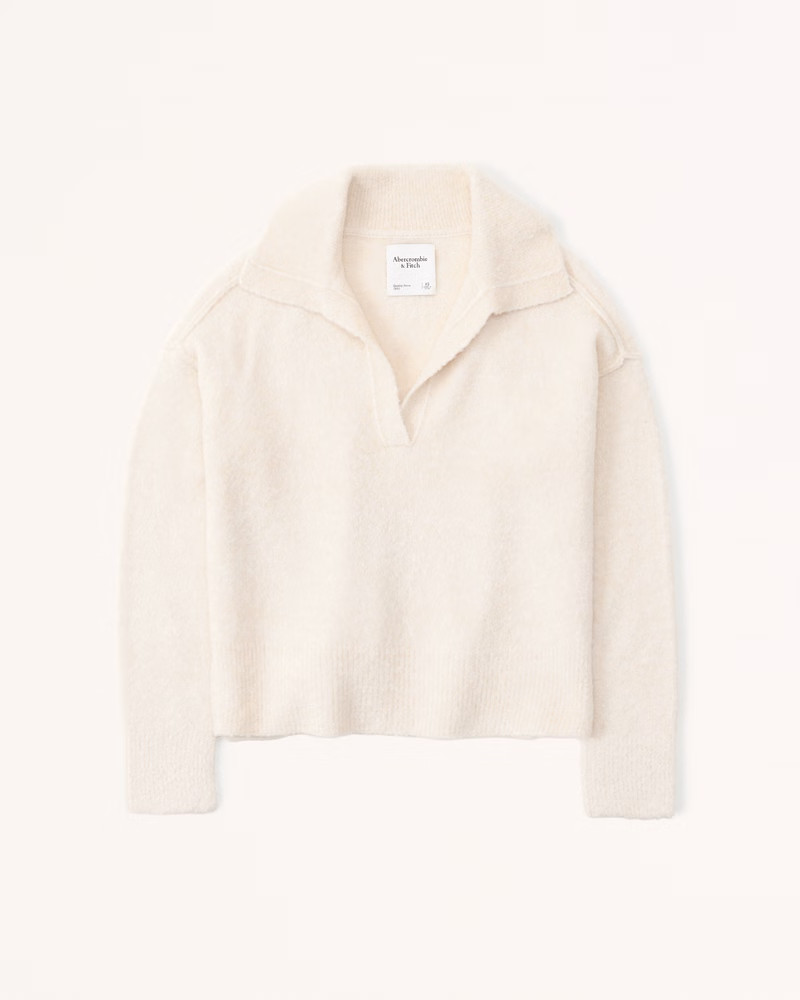 Boucle Notch-Neck Sweater Polo | Abercrombie & Fitch (US)