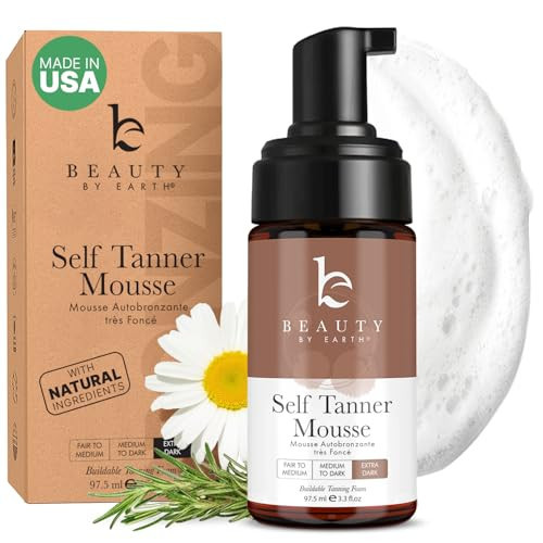 Self Tanner Mousse - USA Made with Natural & Organic Ingredients, Self Tanning Mousse Foam for Ultra Dark Fake Tan, Non Toxic Sunless Tanner for Darkest Streak Free Finish & Natural Looking Tan | Amazon (US)