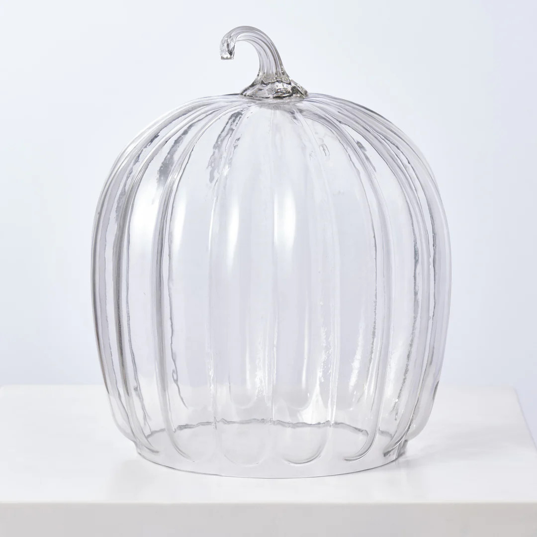 Clear Glass Fall Pumpkin Cloche Large Thanksgiving Tabletop Decor | Darby Creek Trading