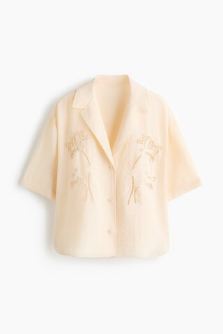 H & M - Eyelet Embroidered Shirt - Light Yellow | H&M (US + CA)