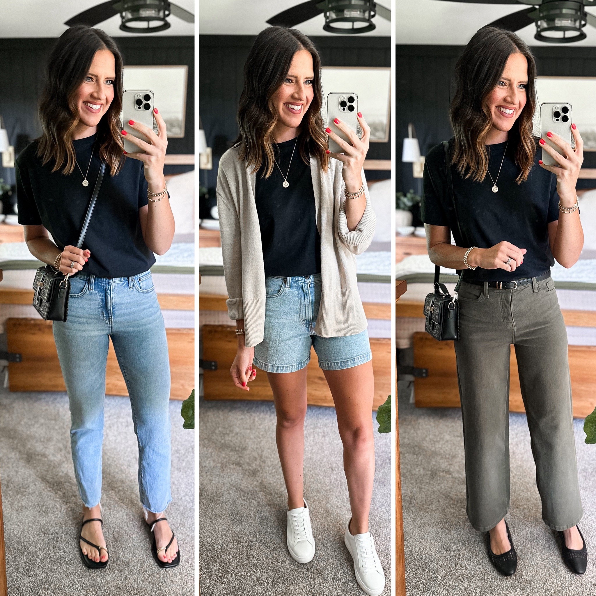 Summer Capsule Wardrobe - Black Tee 

Tee - small 
Light wash jeans - 26 tall
Denim shorts - size 26 
Linen cardigan - small tall
Green pants - size 26 


#LTKFindsUnder50 #LTKFindsUnder100 #LTKStyleTip