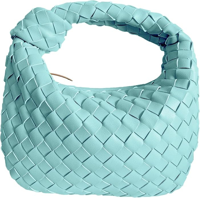 Women Soft PU Leather Woven Handbag Summer Handmade Hobo Bag Woven Clutch Bag Knotted Casual Dump... | Amazon (US)