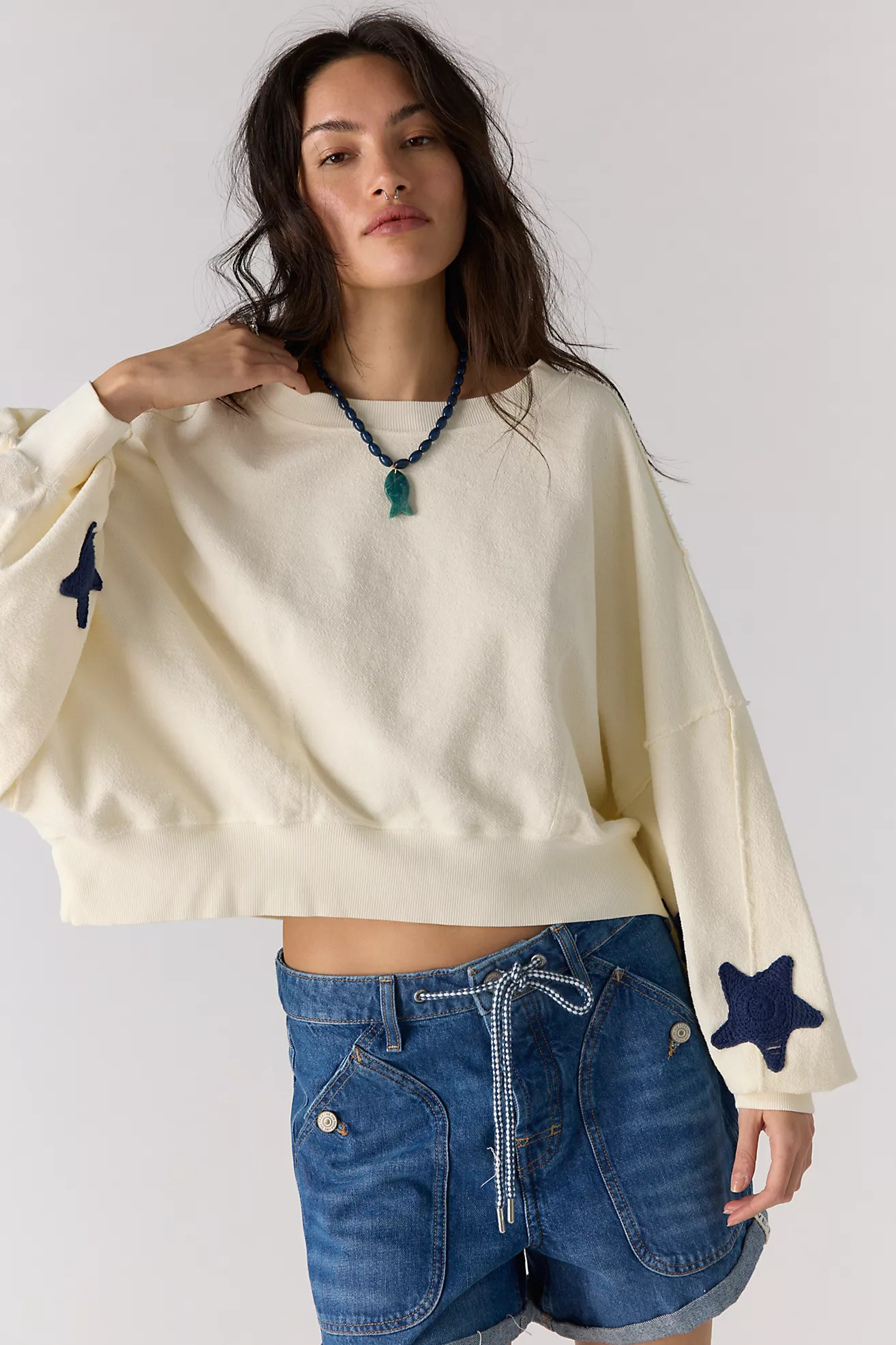 Tricia Fix Crochet Star Sweatshirt | Free People (Global - UK&FR Excluded)