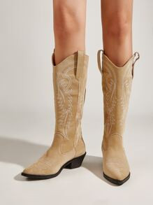 Graphic Pattern Chunky Heeled Western Boots
   SKU: sx2205212098918619      
          (182 Revie... | SHEIN