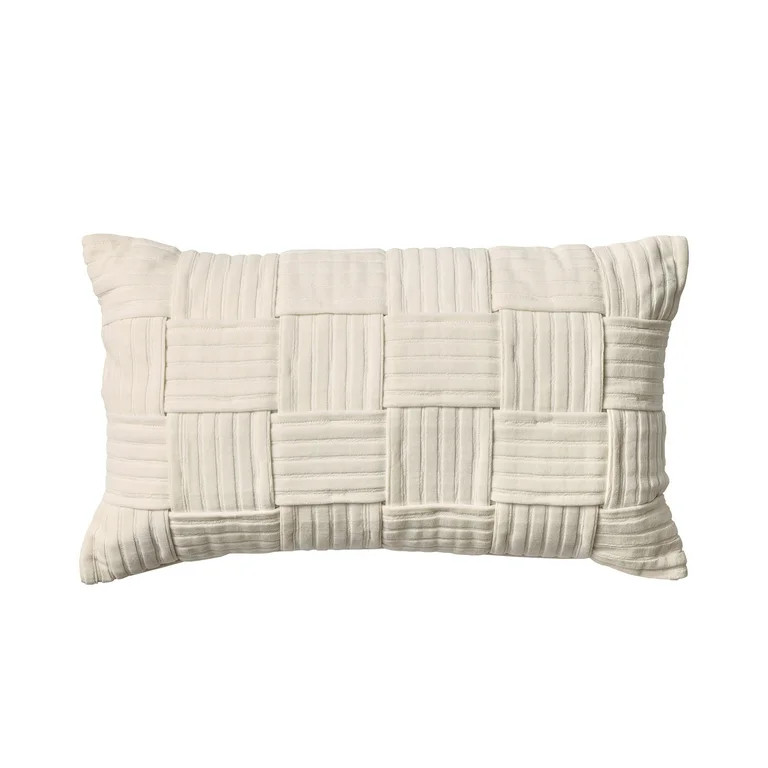Better Homes & Gardens 14" x 24" White Basket Polyester Decorative Pillow | Walmart (US)