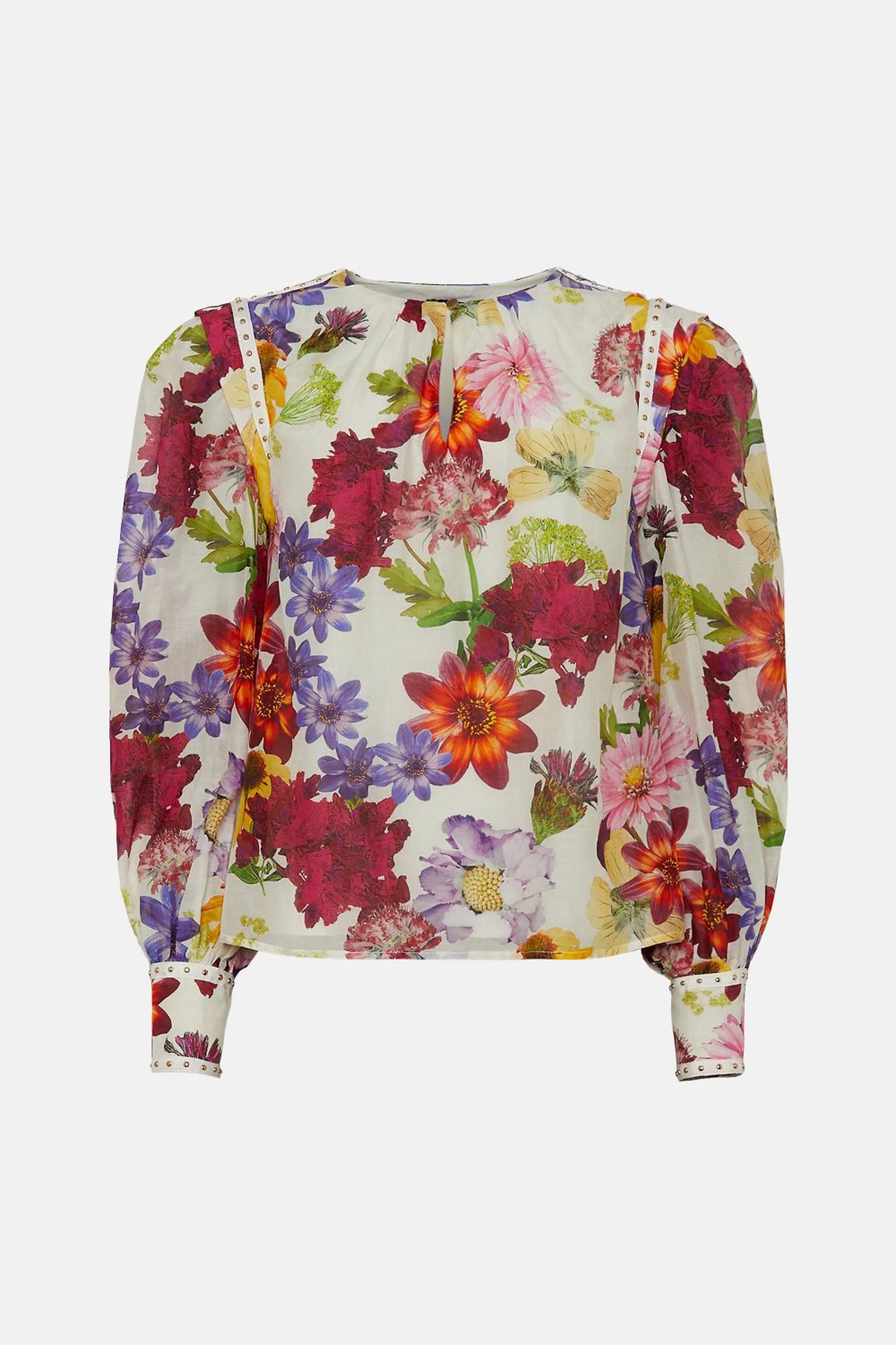 Silk Cotton Vibrant Floral Woven Blouse | Karen Millen US