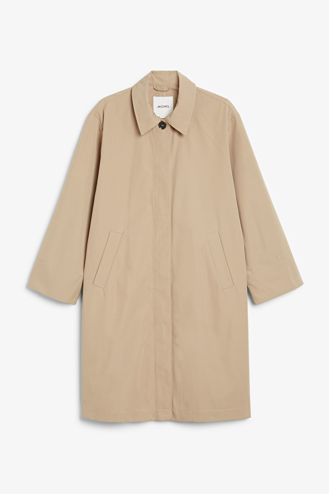 Beige single-breasted water-repellent coat | Monki