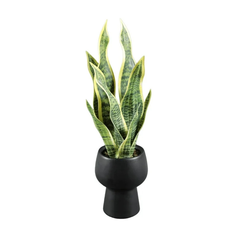 Mainstays 17.5" Faux Snake Plant in White Ceramic Pedestal Pot, Indoor Home Décor | Walmart (US)