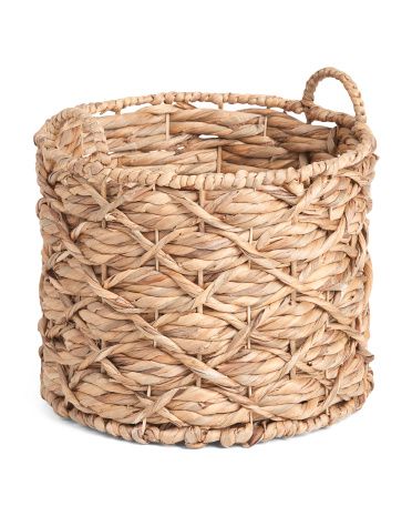 Small Water Hyacinth Round X Twisted Weave Basket | TJ Maxx