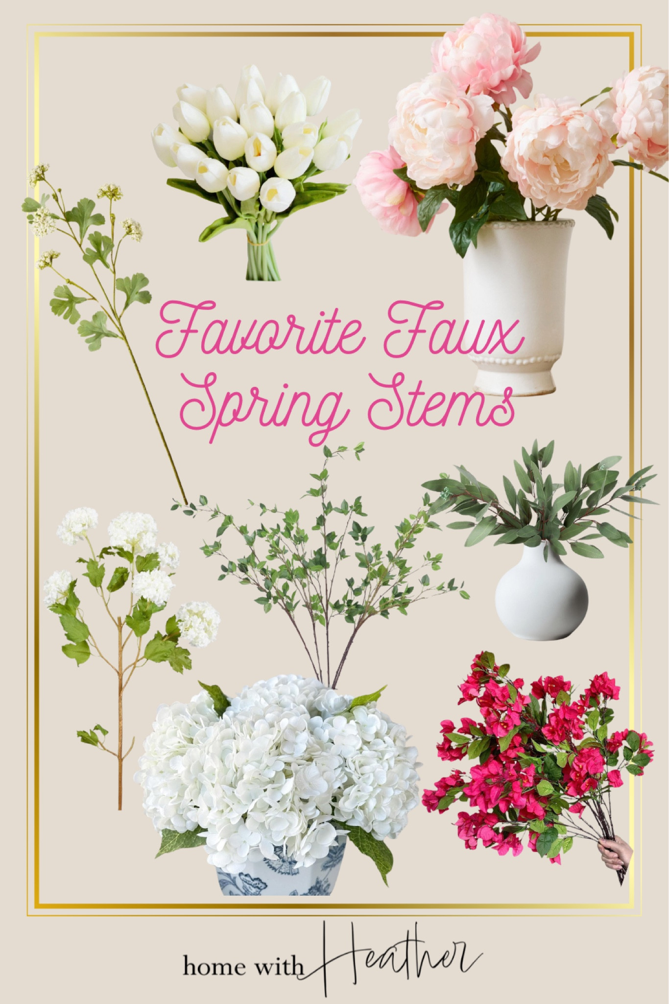 Favorite Faux Stems
Afloral snowball stem
Crisp white snowball hydrangea 
Faux sedum branch Hearth & Hand 
Artificial green tree branch 
Faux tulips
Faux long stem peony bundle
Pottery Barn Peony Flower stems
Faux seeded eucalyptus 
Faux Hydrangea flowers 
Amazon hydrangea
Bougainvillea flower branches 
Amazon faux flowers


#LTKHome #LTKSeasonal #LTKStyleTip