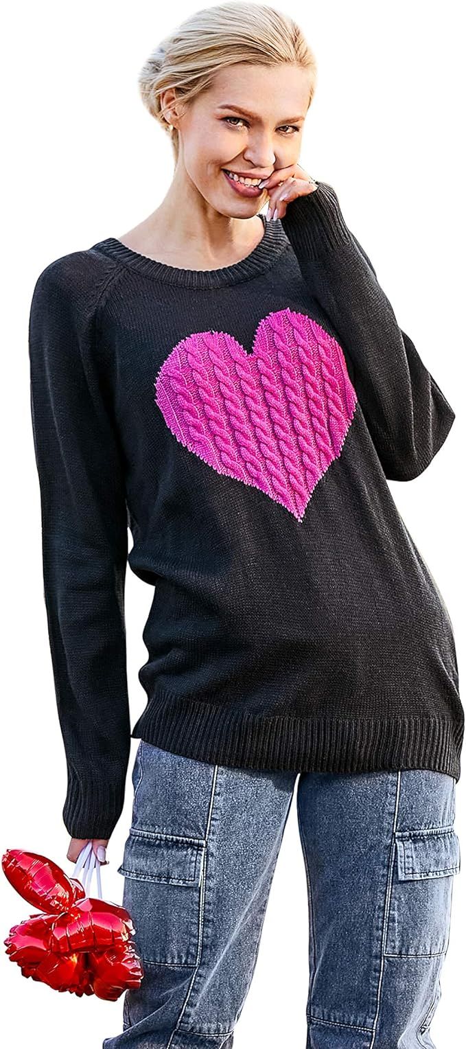 2021 Argyle Plaid/Cute Heart Pullover Sweater Premium High-Density-Stretch Knit Soft for Women/Te... | Amazon (US)