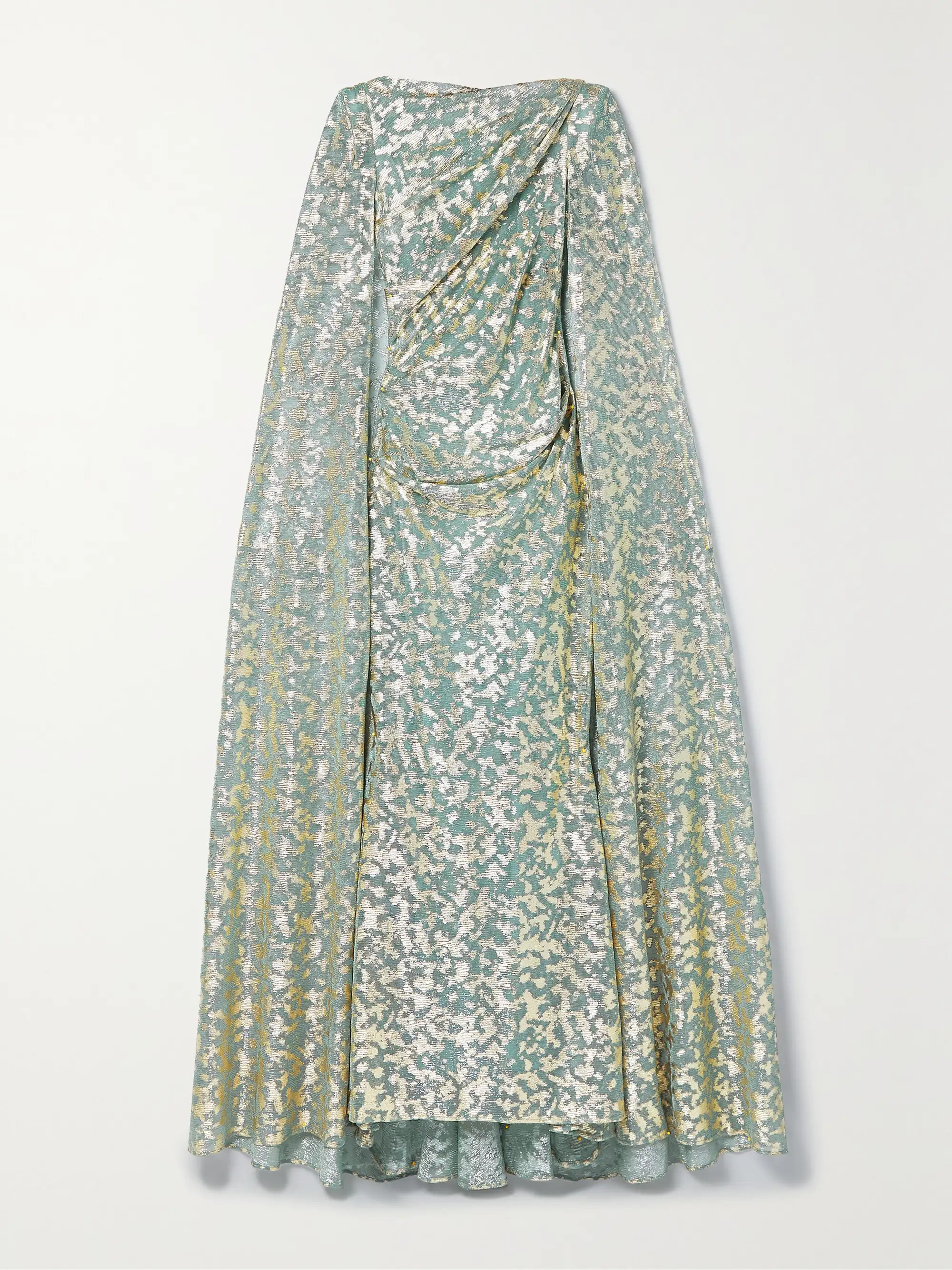 Cape-effect metallic voile gown | NET-A-PORTER (US)