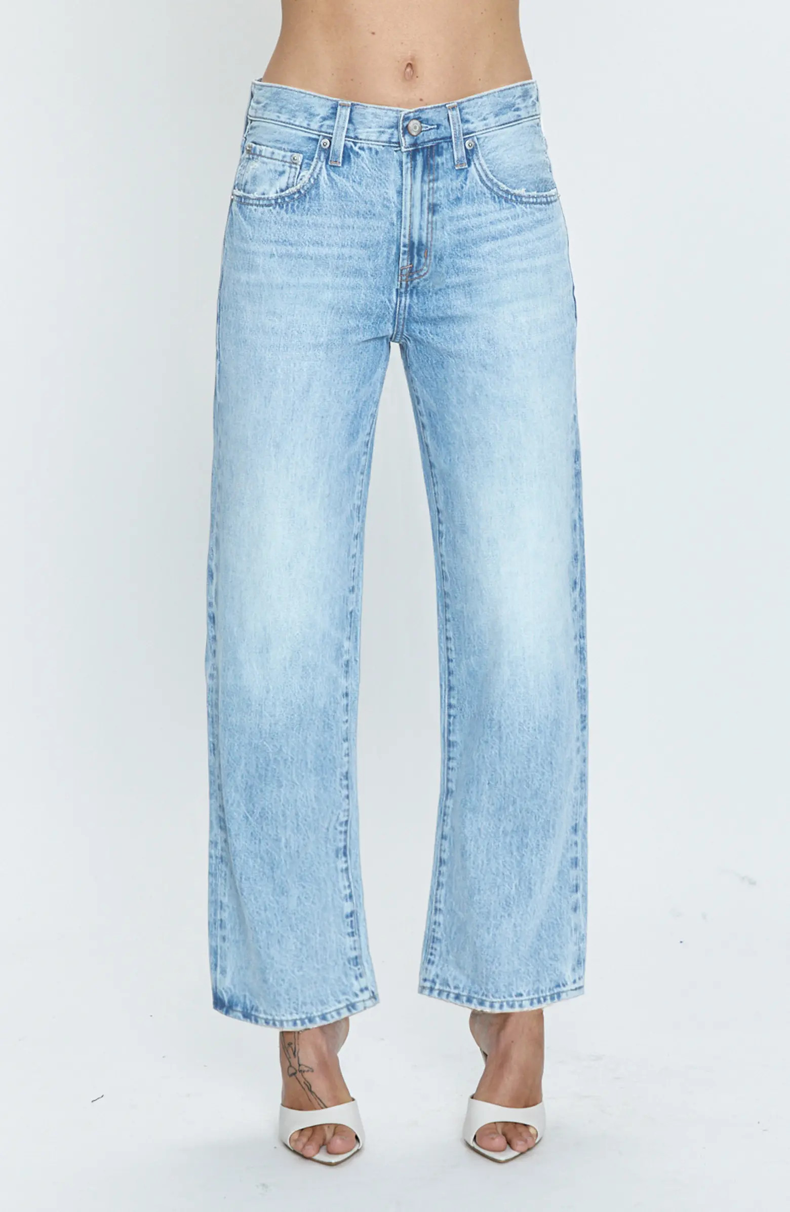 Pistola Lexi Distressed Ankle Wide Leg Jeans | Nordstrom | Nordstrom