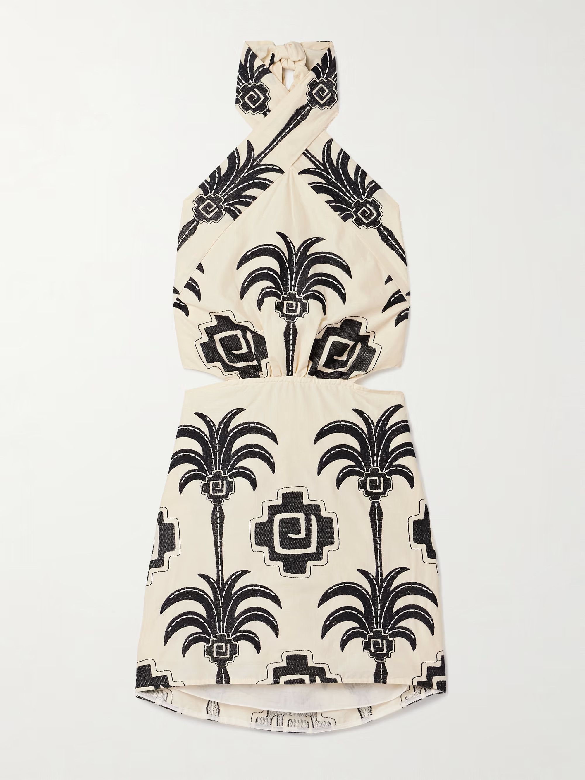 Pintaderas cutout embroidered cotton-blend voile halterneck mini dress | NET-A-PORTER (US)