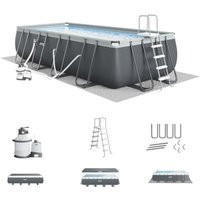 18 ft x 9 ft 52 in Rectangular Above Ground Pool Set with Steel Frame Sand Filter Pump 1500 GPH Ladder Cover Ground Cloth Blue | AliExpress (US)