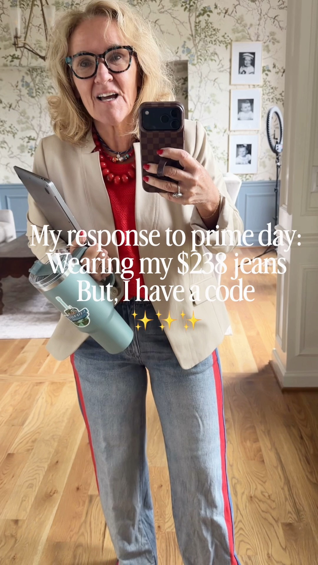 Nothing wrong with Amazon, just decided to stay true to myself. 
Work from home look then post work in my new sweatshirt. 
Eek I love this sweatshirt. I sized up to a large. 
Sweatpant jeans size small 20% off code SUSIEW20
Blazer 10 petite 40% off 
Sweater 40% off with code FOURTH 
To me? These are the sales to be shopping 
Casual 4th outfit

#LTKOver40 #LTKootd #LTKPetite