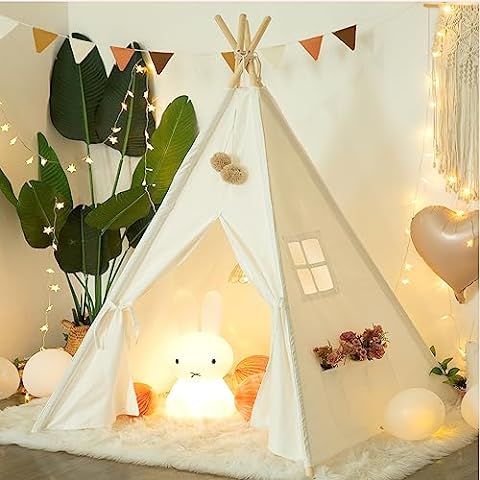 Sumbababy Teepee Tent for Kids with Carry Case, Natural Canvas Teepee Play Tent, Toys for Girls/B... | Amazon (US)