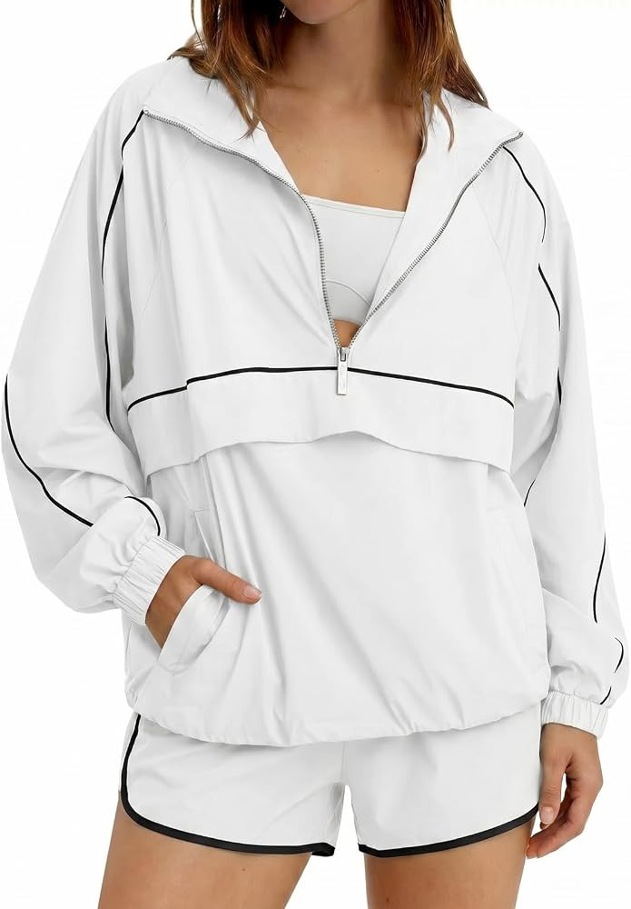 Fisoew Womens 2 Piece Set UPF 50+ Windbreaker Pullover Athleisure Short Set | Amazon (US)
