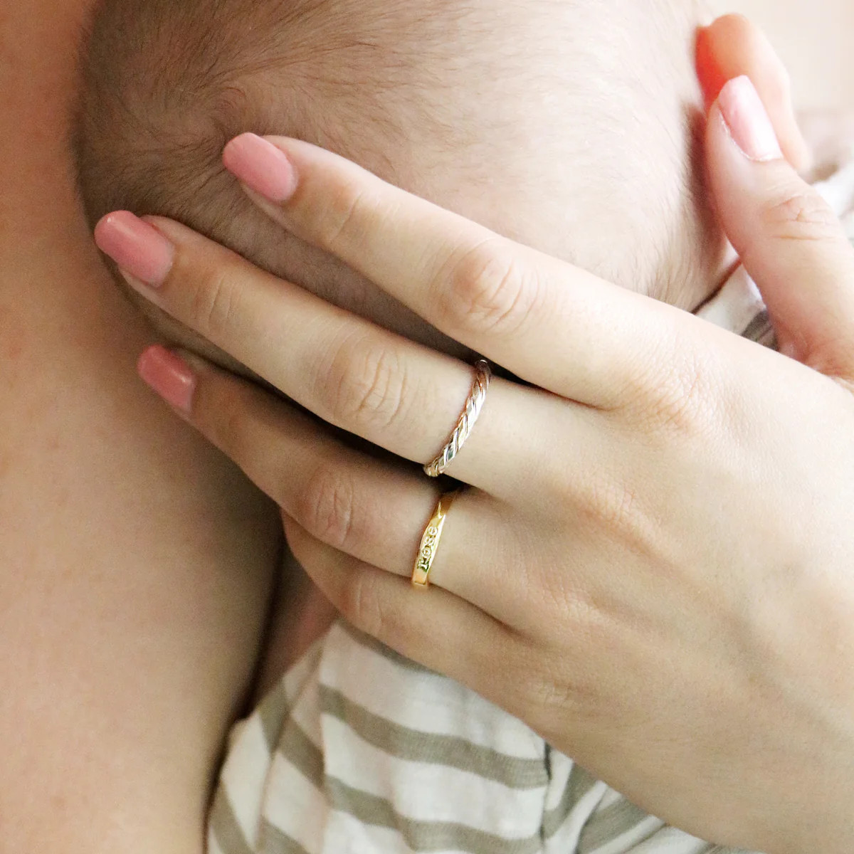 stacking name rings {gold vermeil + sterling silver} | Chic Mama Jewelry