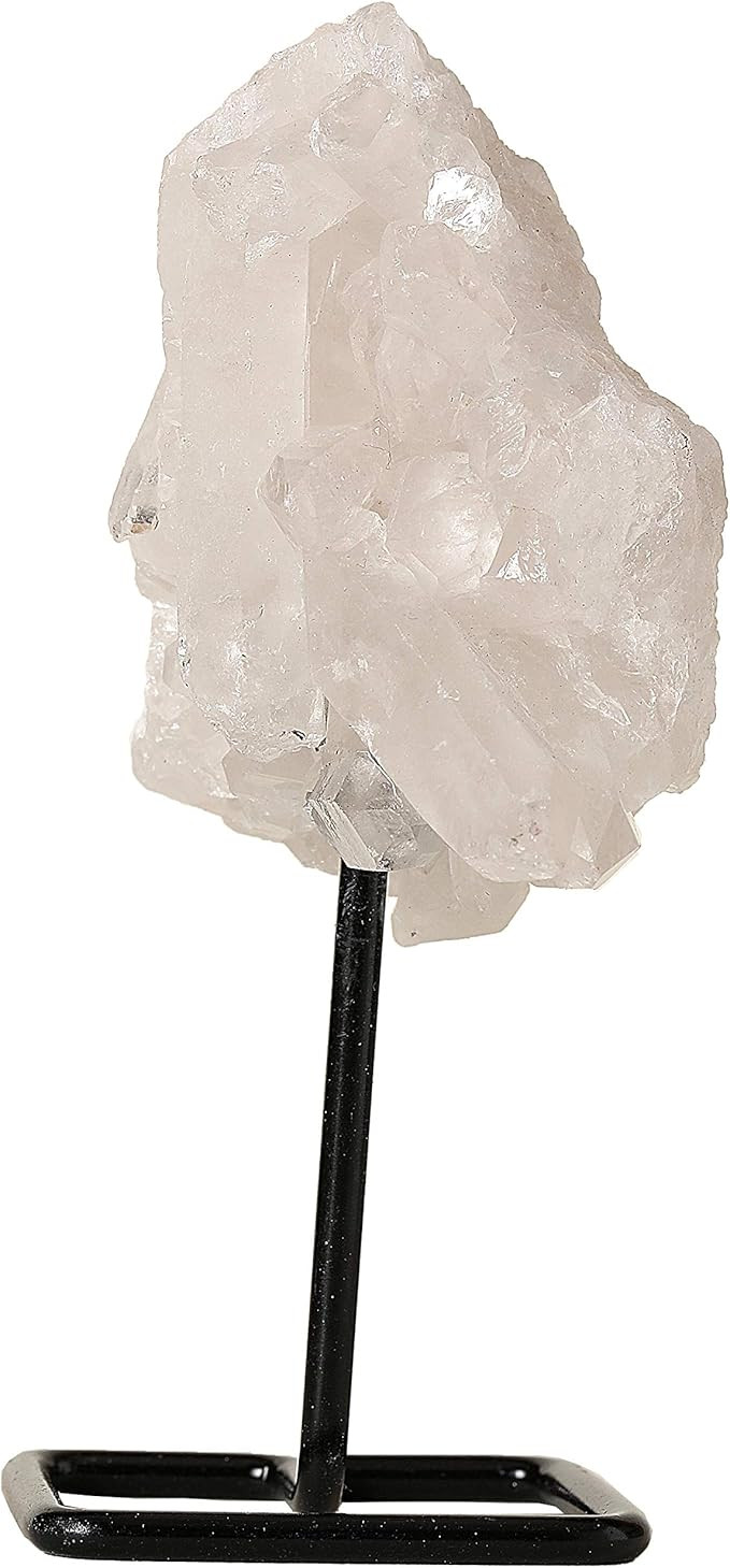 Beverly Oaks Clear Quartz Crystal Cluster Home Decor - Crystal Decor Healing Crystals on Metal St... | Amazon (US)