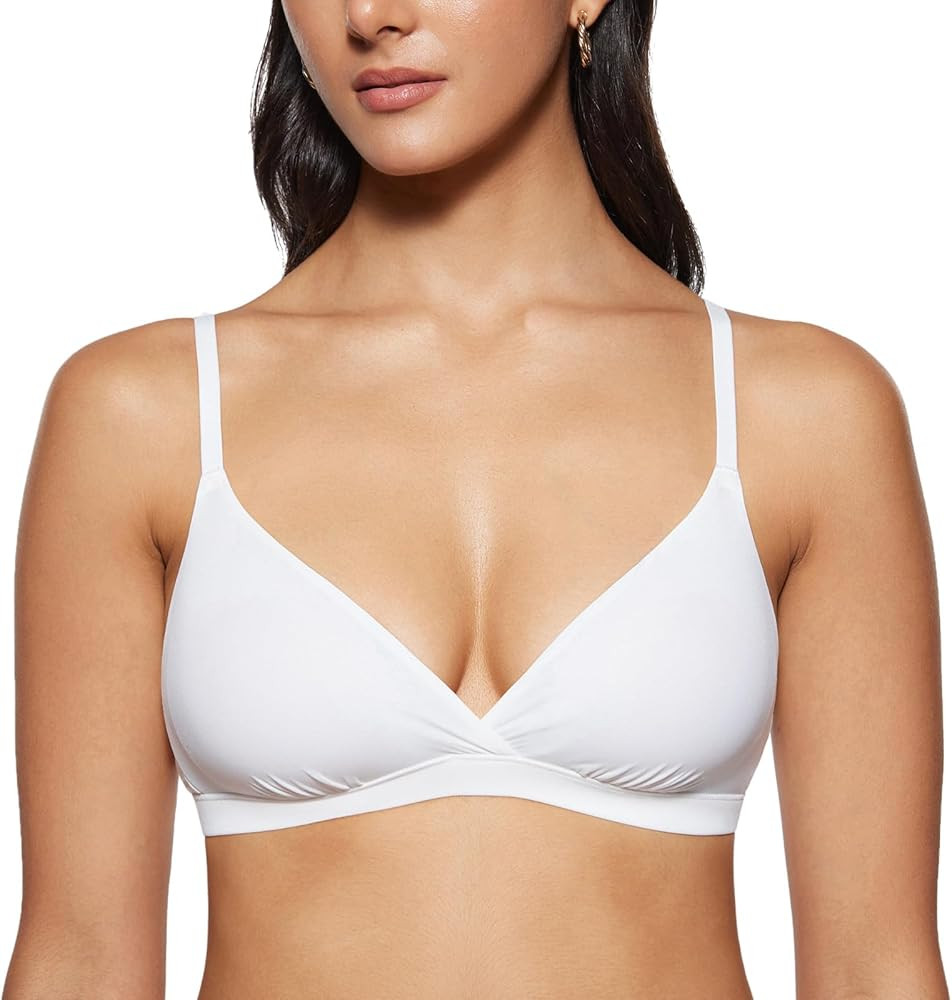 INLYRIC Women's Inbarely Triangle Bralette Comfortable Unlined V Neck Wireless Smoothing Bra Top ... | Amazon (US)