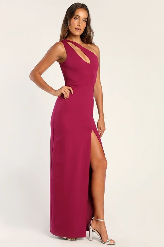 Gorgeously Unique Magenta One-Shoulder Cutout Maxi Dress | Lulus (US)