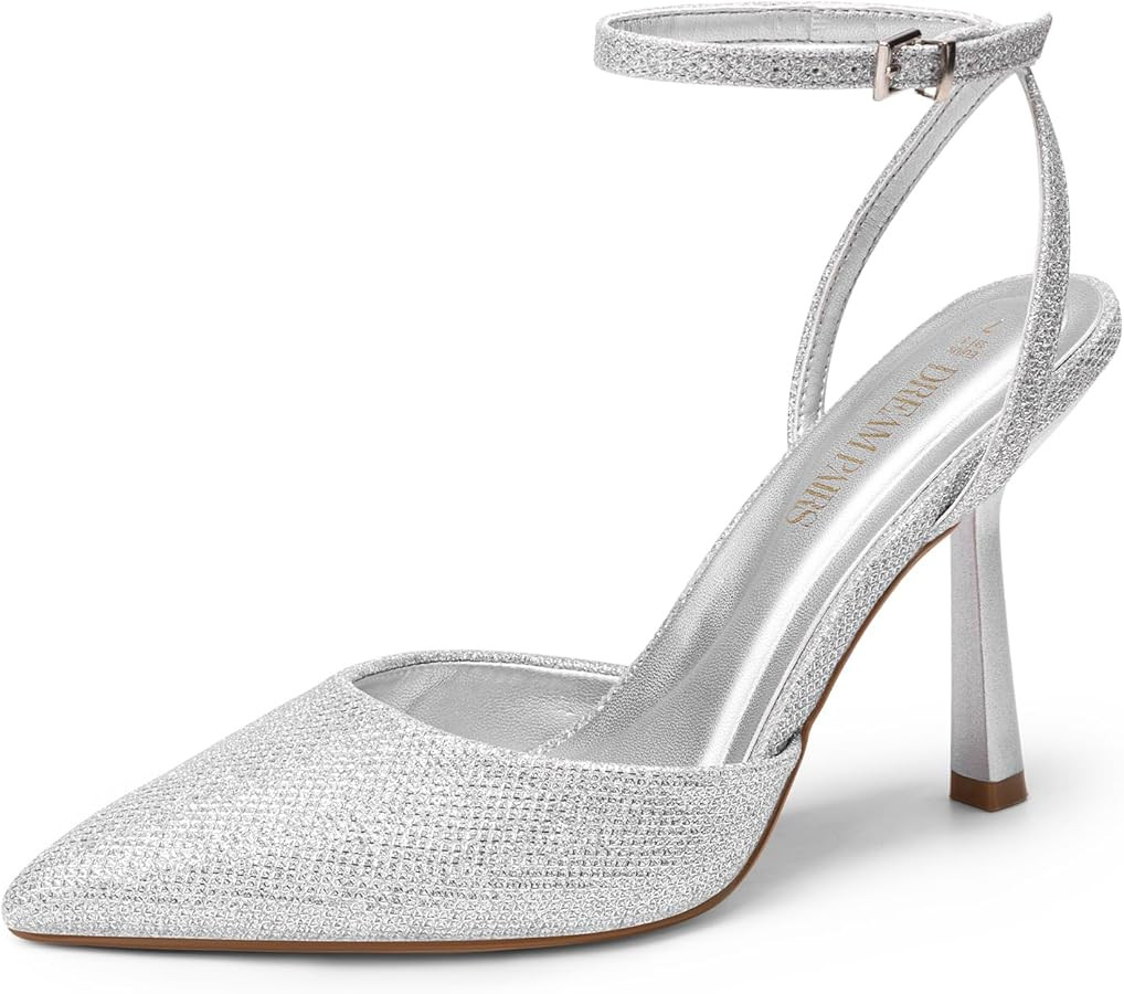 DREAM PAIRS High Heels for Women Closed Pointed Toe Dress Shoes for Women Ankle Strap Stiletto He... | Amazon (US)