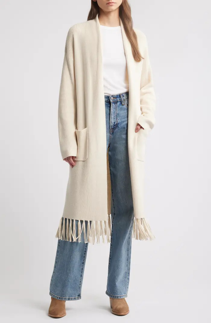 Fringe Long Open Front Cardigan | Nordstrom