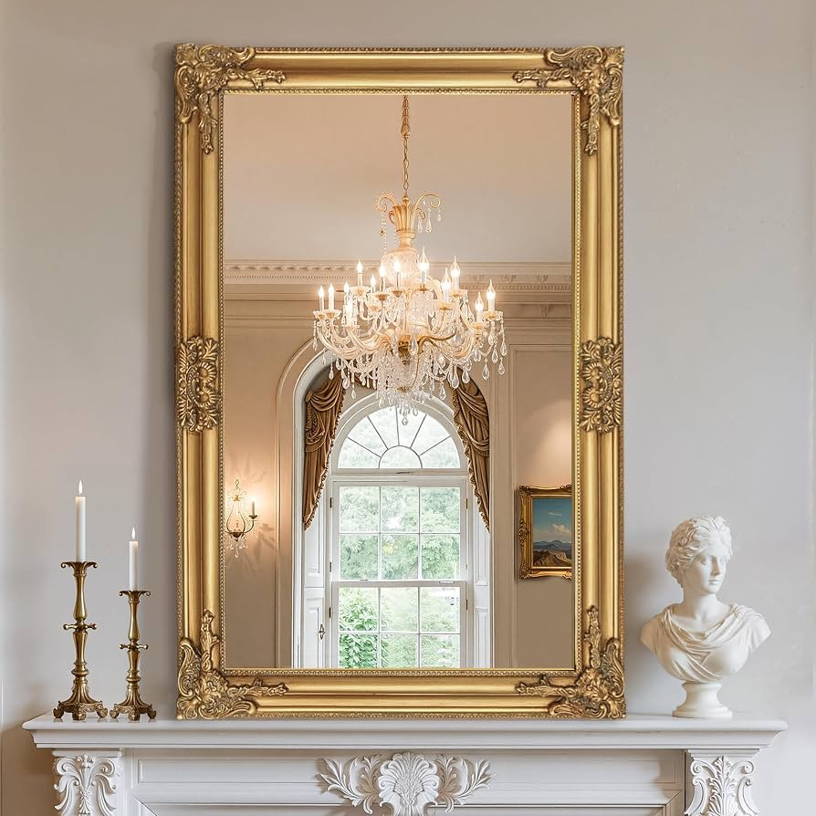 TRAHOME Vintage Gold Mirror for Wall, 30"x45" Antique Ornate Baroque Mirror | Amazon (US)