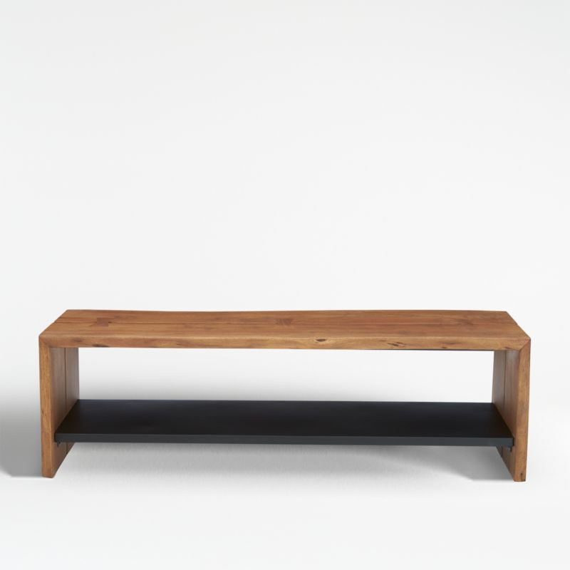 Yukon Natural Storage Entryway Bench with Shelf + Reviews | Crate & Barrel | Crate & Barrel