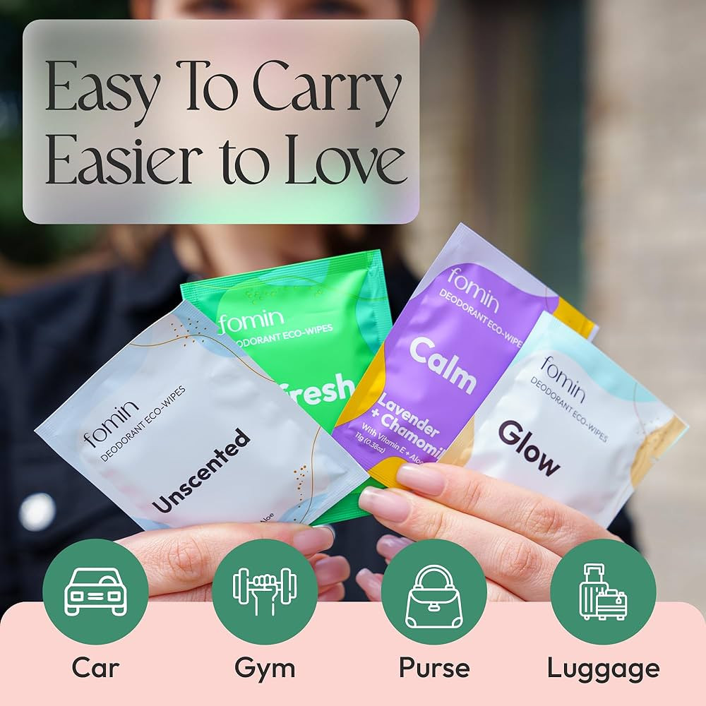 FOMIN Travel Deodorant Wipes - 50 Count - Variety Pack - pH Balanced, Hypoallergenic Mini Deodora... | Amazon (US)