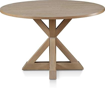 Finch Alfred Round Solid Wood Rustic Dining Table for Farmhouse Kitchen Room Decor, Wooden Trestle P | Amazon (US)