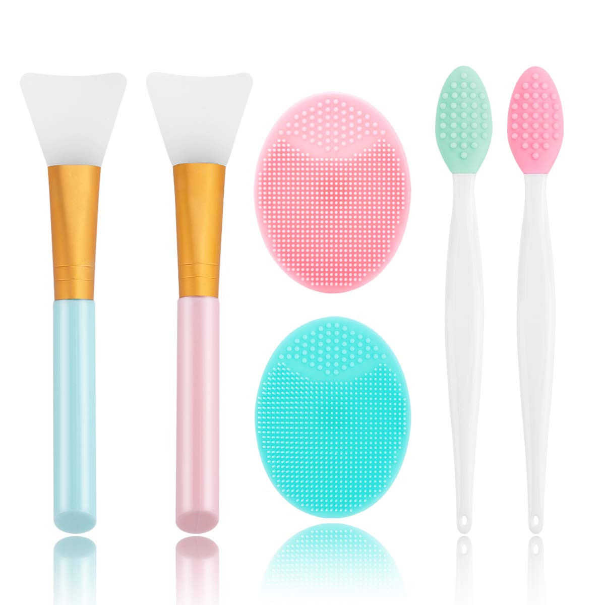 Silicone Face Scrubber, 2pcs Exfoliating Lip Brush, 2pcs Cleansing Brush,2pcs Face Mask Brush Exf... | Amazon (US)